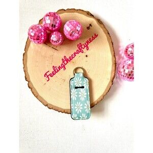Daisies Chapstick Holder Keychain Ring / Boho Lip Balm Holder Accessory